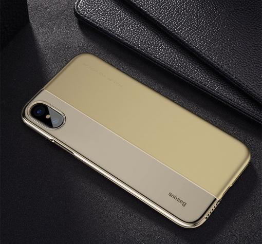Оригинален твърд гръб Baseus Half to Half Case за Apple iPhone X - златист