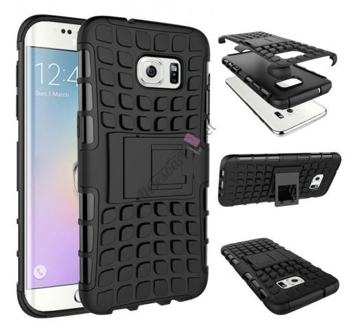 Силиконов гръб TPU Hybrid с твърда част и стойка за Samsung S7 G930 - черен