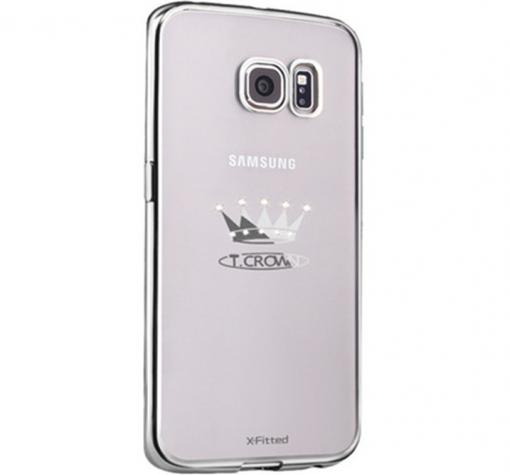 Луксозен твърд гръб с камъни X-Fitted Crown Swarovski за Samsung S7 G930 - прозрачен / сребрист кант