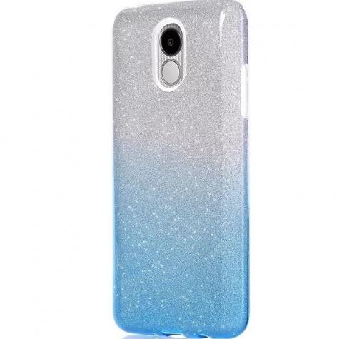 Силиконов калъф / гръб / TPU за Xiaomi Redmi 5 Plus - преливащ / сребристо и синьо / брокат