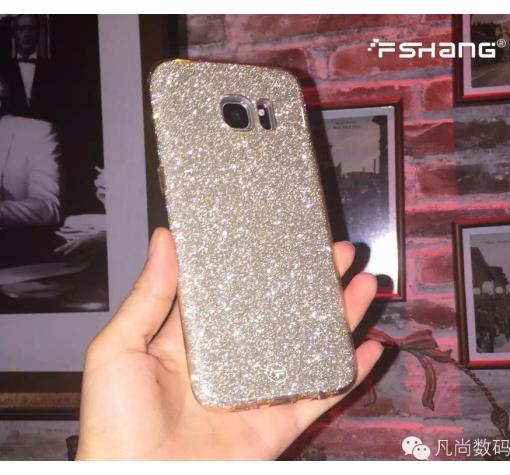 Луксозен ултра тънък силиконов калъф / гръб / TPU Ultra Thin FSHANG за Samsung S7 G930 - сив / брокат