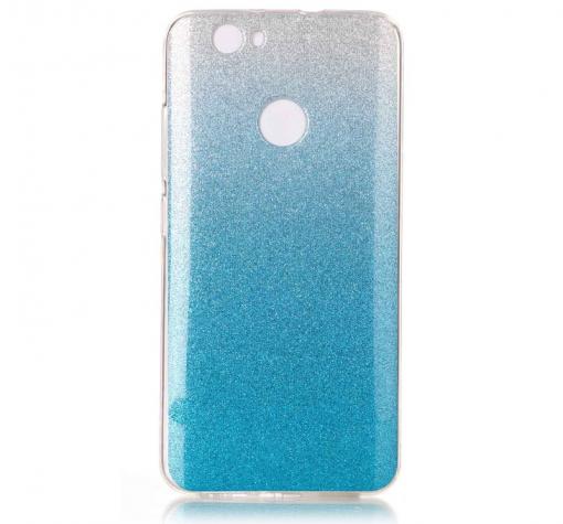 Силиконов калъф / гръб / TPU за Huawei Nova - преливащ / сребристо и синьо / брокат