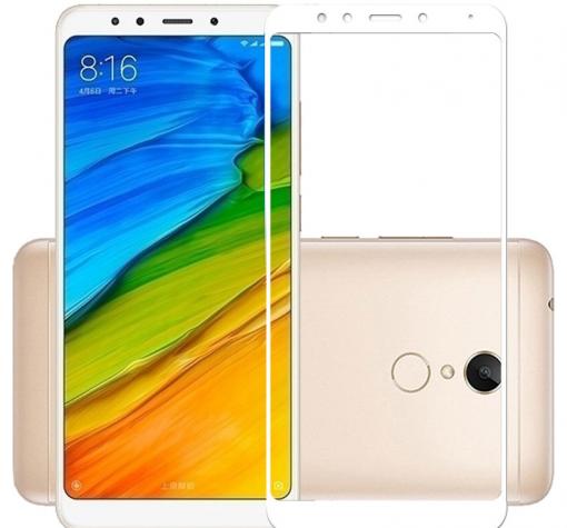 3D full cover Tempered glass screen protector Xiaomi Redmi 5 / Извит стъклен скрийн протектор Xiaomi Redmi 5 - бял