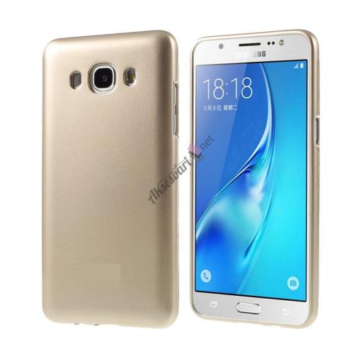 Ултра тънък силиконов калъф / гръб / TPU Ultra Thin Candy Case за Samsung J7 2016 J710 - златист / брокат