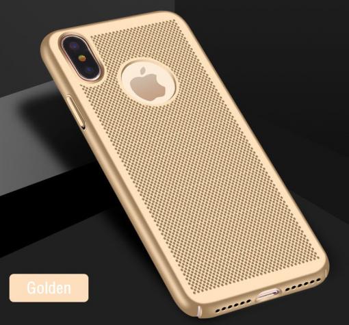 Твърд гръб за Apple iPhone X - златист / Grid