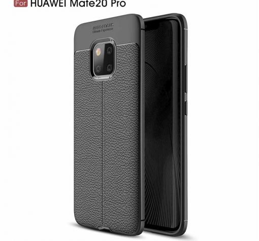 Луксозен силиконов калъф / гръб / TPU за Huawei Mate 20 Pro - черен / имитиращ кожа