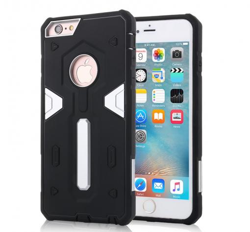 Силиконов гръб TPU MOTOMO Hybrid с твърда част 2в1 за Apple iPhone 6 / iPhone 6S - черен със сиво