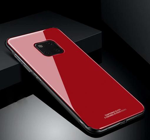 Луксозен стъклен твърд гръб за Huawei Mate 20 Pro - червен