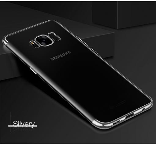 Луксозен силиконов калъф / гръб / TPU за Samsung S8 G950 - прозрачен / кант Silver