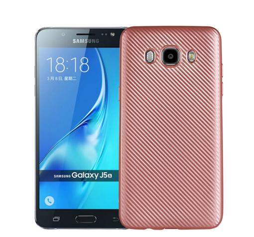 Силиконов калъф / гръб / TPU за Samsung J7 2016 J710 - Rose Gold / карбон