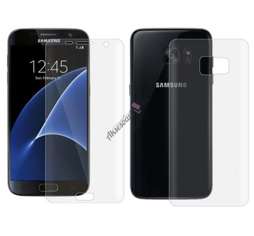 Удароустойчив извит скрийн протектор 360° / 3D Full Cover / за Samsung J7 2016 J710 - прозрачен / лице и гръб