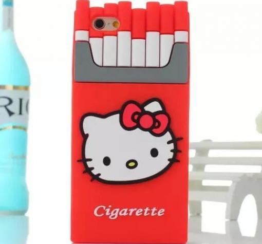Силиконов калъф / гръб / TPU 3D Hello Kitty Series за Apple iPhone 6 / 6S - Cigarette / червен