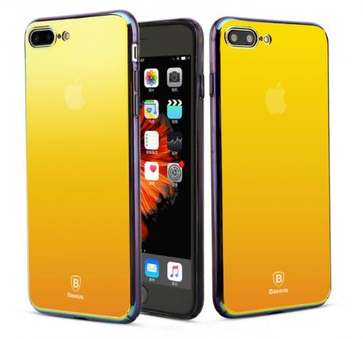 Оригинален гръб Baseus Glass Case за Apple iPhone 7 Plus - златист / огледален