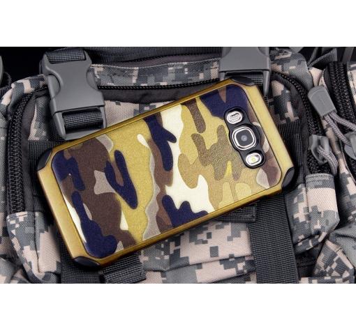 Твърд гръб със силиконов кант Camo Series за Samsung J7 2016 J710 - златист / камуфлаж