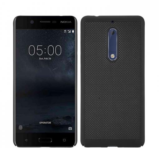 Твърд гръб за Nokia 5 2017 - черен / Grid