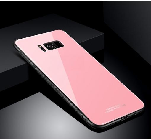 Луксозен стъклен твърд гръб за Samsung S8 G950 - розов