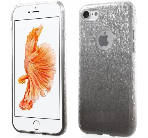 Луксозен ултра тънък силиконов калъф / гръб / TPU Ultra Thin FSHANG за Apple iPhone 7- сребристо и черно / преливащ / брокат