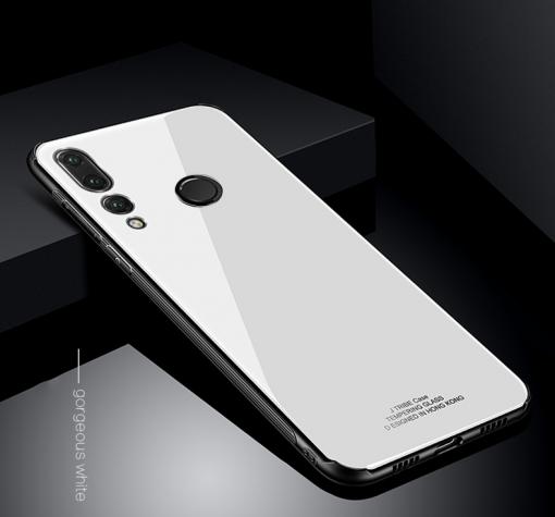 Луксозен стъклен твърд гръб за Huawei P20 Lite - бял