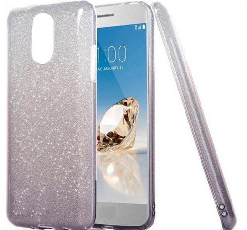 Силиконов калъф / гръб / TPU за Samsung J3 2017 J330 - преливащ / сребристо и сиво / брокат