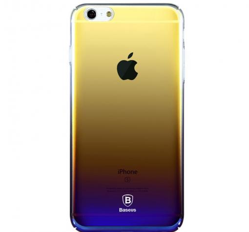 Луксозен твърд гръб Baseus Glaze Case за Apple iPhone 7 - преливащ / златисто и синьо-лилаво