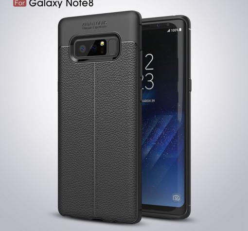 Луксозен силиконов калъф / гръб / TPU за Samsung Note 8 N950 - черен / имитиращ кожа