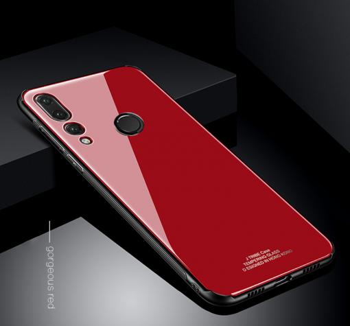 Луксозен стъклен твърд гръб за Huawei P20 Lite - червен