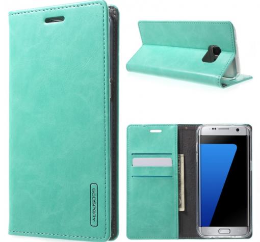 Луксозен кожен калъф със стойка MERCURY GOOSPERY за Samsung S7 G930 / Samsung S7 - зелен / Blue Moon Flip