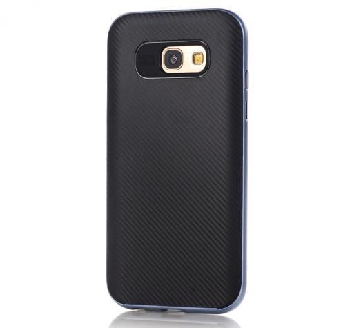 Луксозен твърд гръб за Samsung A5 2017 A520 - черен / син кант / Carbon