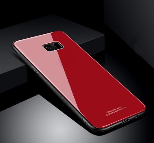 Луксозен стъклен твърд гръб за Samsung J4 Plus 2018 - червен
