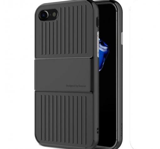 Оригинален силиконов калъф / гръб / TPU Baseus Anti-Fall Design Travel Case за Apple iPhone 7 - черен