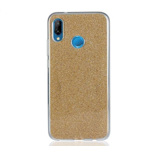 Луксозен силиконов калъф / гръб / TPU зa Huawei P20 Lite - златист / брокат