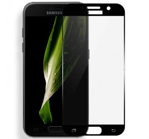 3D full cover Tempered glass Full Glue screen protector Samsung A3 2017 A320 / Извит стъклен скрийн протектор с лепило от вътрешната страна за Samsung A3 2017 A320 - черен