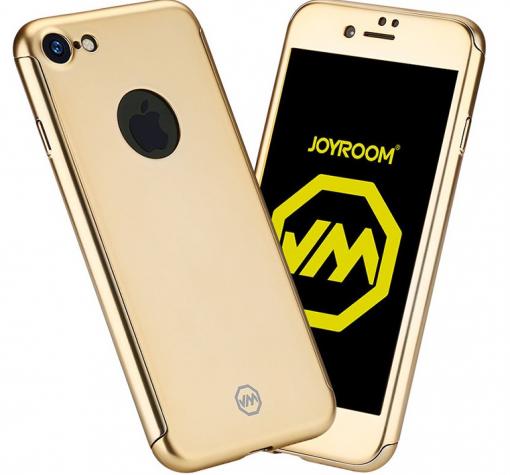 Твърд гръб Magic Skin 360° Joy Room 3in1 за Apple iPhone 7 - златист / JR-BR207