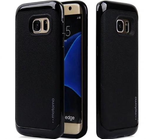 Луксозен твърд гръб MOTOMO Hybrid със силиконов кант за Samsung J5 2016 J510 - черен / имитиращ кожа