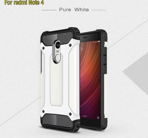 Силиконов гръб TPU Spigen Hybrid с твърда част за Xiaomi RedMi Note 4 - сребрист