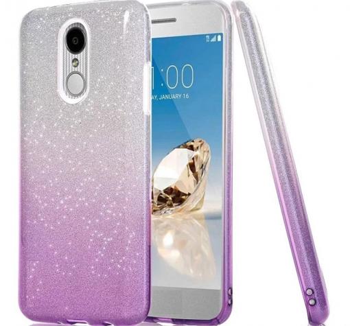 Силиконов калъф / гръб / TPU за Huawei Mate 10 Lite - преливащ / сребристо и лилаво / брокат
