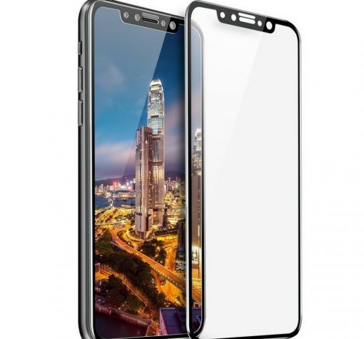 3D full cover Tempered glass screen protector Apple iPhone X / Извит стъклен скрийн протектор Apple iPhone X - черен