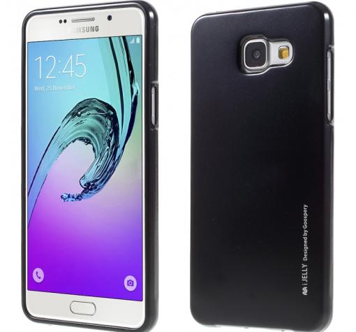 Луксозен силиконов калъф / гръб / TPU MERCURY i-Jelly Case Metallic Finish за Samsung A3 2016 A310 - черен