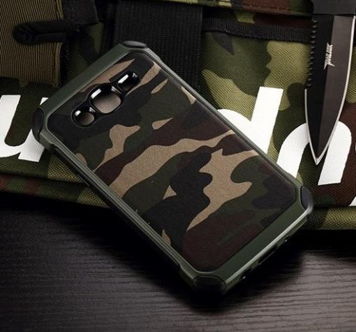 Твърд гръб със силиконов кант Camo Series за Samsung J7 2016 J710 - зелен / камуфлаж