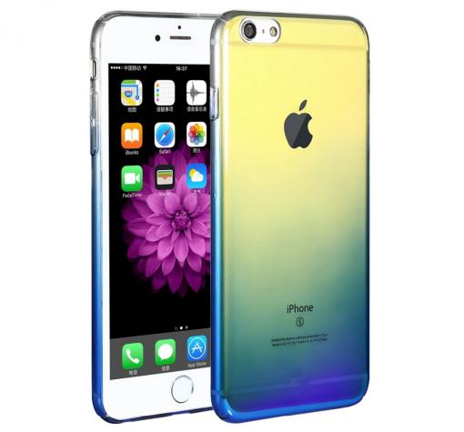 Луксозен гръб Glaze Case за Apple iPhone 7 Plus - преливащ / златисто и синьо