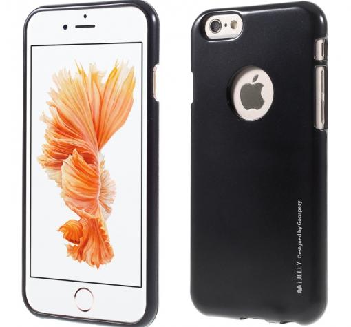 Луксозен силиконов калъф / гръб / TPU MERCURY i-Jelly Case Metallic Finish за Apple iPhone 6 / iPhone 6S - черен