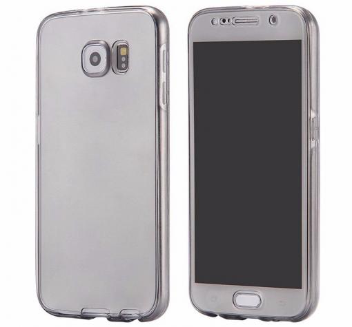 Силиконов калъф / гръб / TPU 360° за Samsung S7 Edge G935 - сив прозрачен / 2 части / лице и гръб