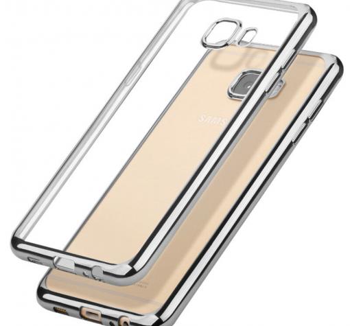 Луксозен силиконов гръб TPU за Samsung A3 2017 A320 - прозрачен / черен кант