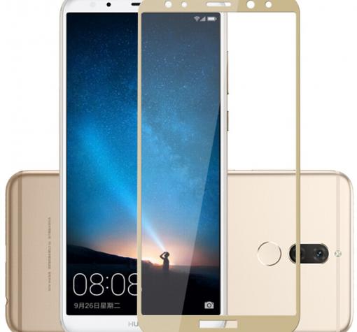Оригинален извит стъклен протектор / 3D full cover Tempered glass screen protector / за Huawei Mate 10 Lite / Honor 9i - златист
