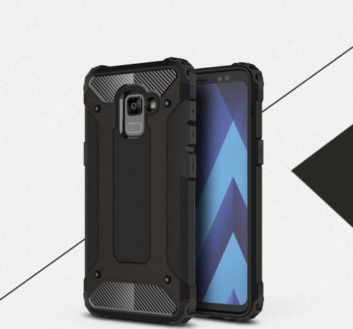Силиконов гръб TPU Spigen Hybrid с твърда част за Samsung A8 2018 A530F - черен