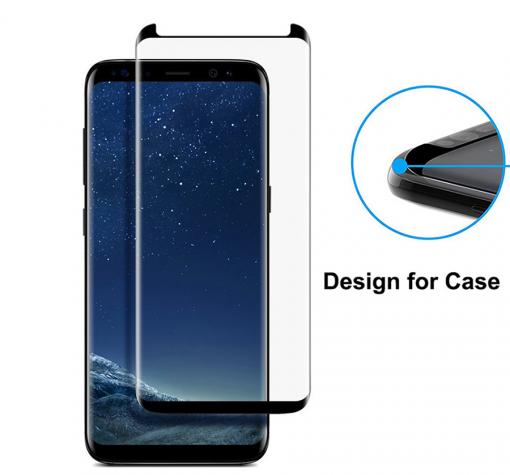 Оригинален извит стъклен скрийн протектор / 4D EQUIPTORS Screen Protector за Samsung S8 Plus G955 - черен