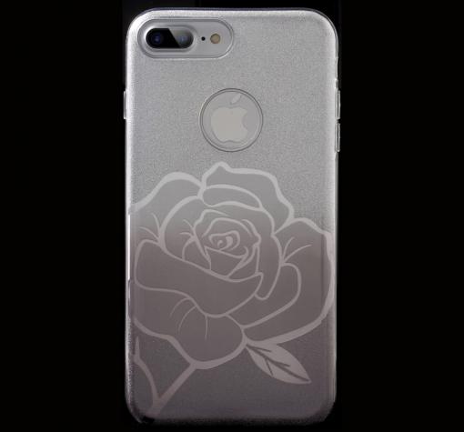 Луксозен силиконов калъф / гръб / TPU FSHANG ENSIDA Rose за Apple iPhone 7 Plus - преливащ / сребристо и тъмно сиво / брокат