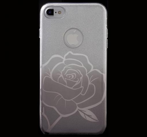 Луксозен силиконов калъф / гръб / TPU FSHANG ENSIDA Rose за Apple iPhone 7 - преливащ / сребристо и тъмно сиво / брокат