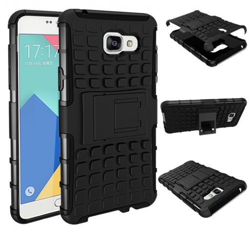 Силиконов гръб TPU Hybrid с твърда част и стойка за Samsung A5 2016 A510 - черен