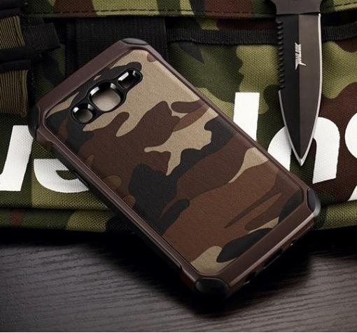 Твърд гръб със силиконов кант Camo Series за Samsung J7 2016 J710 - кафяв / камуфлаж
